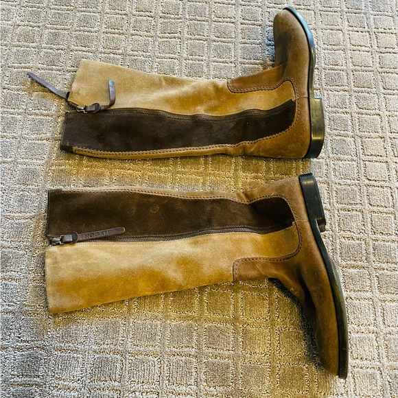 Hogan light/dark brown suede leather women's boots (size 10) - Picture 2 of 4